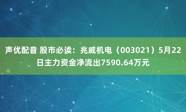 声优配音 股市必读：兆威机电（003021）5月22日主力资金净流出7590.64万元